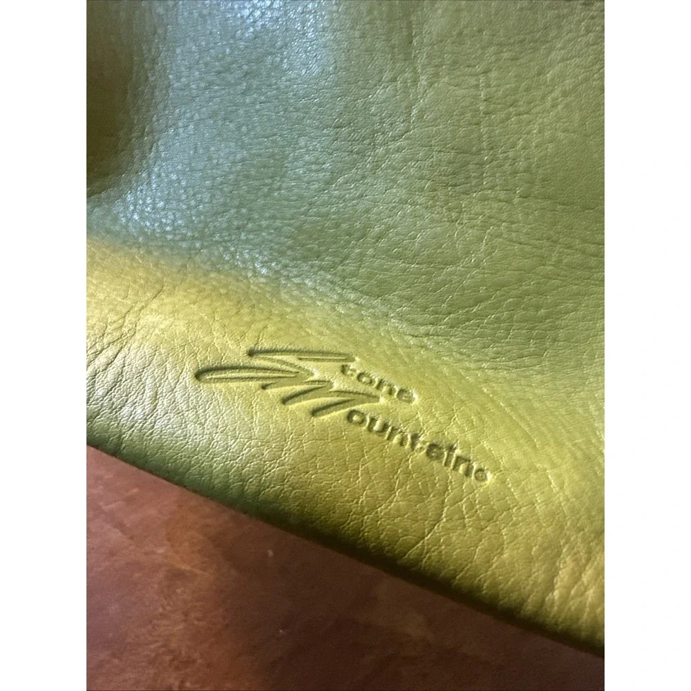STONE MOUNTAIN GreenPebble Leather Baguette Purse Pink Lining